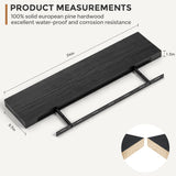Fun Memories Handcrafted European Pine Floating Shelves - Natural Rustic Wooden Wall Shelf Set of 2-24 Inch Storage Shelf Display Shelf for Kitchen Bathroom Living Room Bedroom Farmhouse - Black Fun Memories