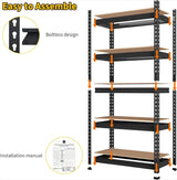KOKEBREN Garage Shelving Heavy Duty Storage Shelves 2000Lbs Capacity, 5 Tier Adjustable Metal Shelving Unit 48" W x 18" D x 72" H, Industrial Utility Rack for Kitchen Pantry KOKEBREN