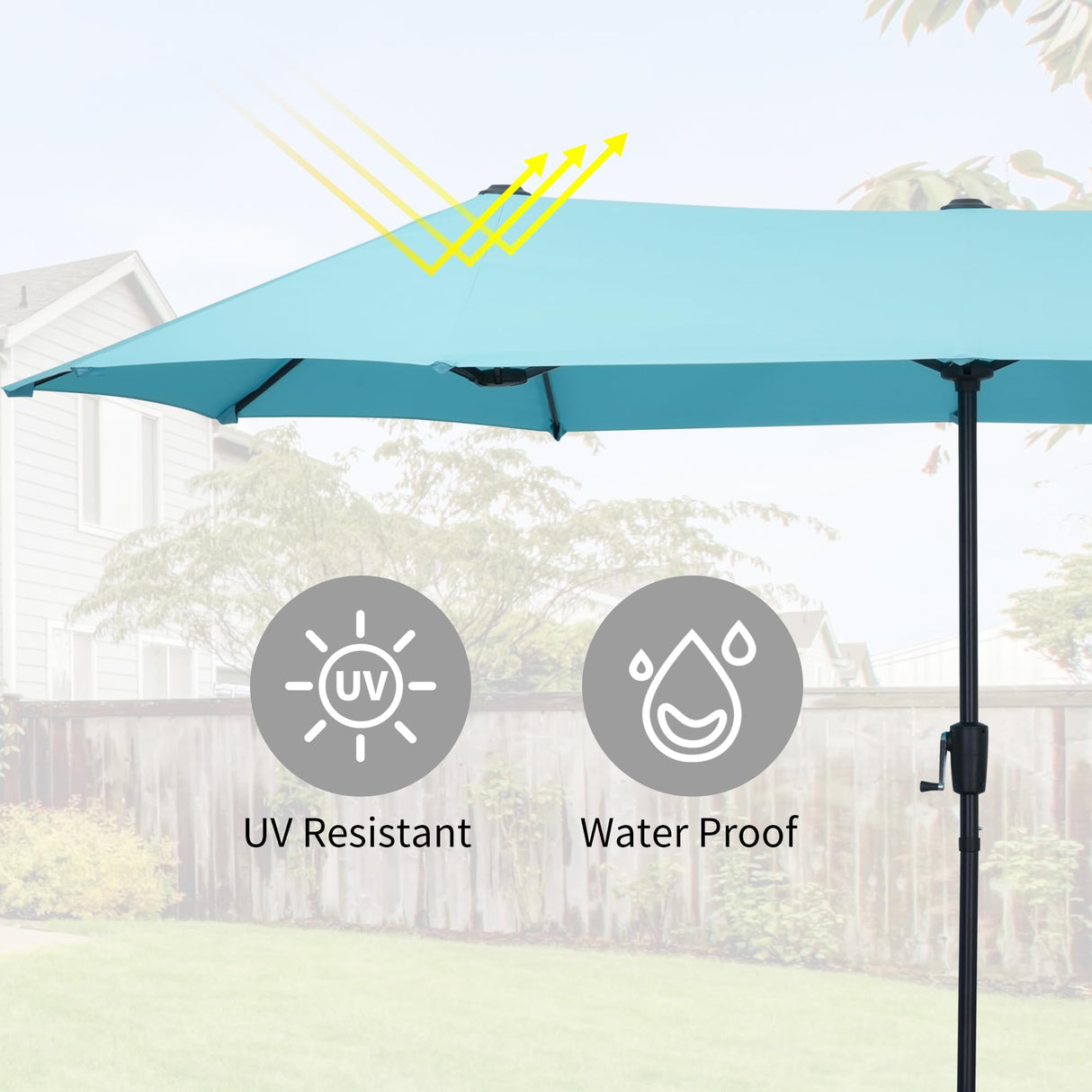 OVASTLKUY 13Ft Patio Umbrella Outdoor Double-Sided Market Extra Large Umbrella Outdoor Patio w/Easy Crank for Yard, Poolside, Deck, Blue OVASTLKUY