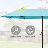 OVASTLKUY 13Ft Patio Umbrella Outdoor Double-Sided Market Extra Large Umbrella Outdoor Patio w/Easy Crank for Yard, Poolside, Deck, Blue OVASTLKUY