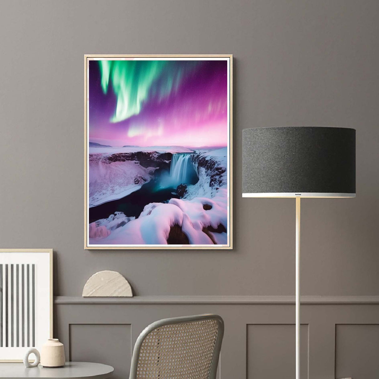 Diymood Paint by Numbers for Adults Landscape, DIY Oil Painting Aurora Waterfall Acrylic Paint by Number Kits for Kids Adults Beginner for Home Wall Decor 16x20 inch Diymood
