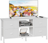 Furologee TV Stand Dresser with 4 Drawers, Entertainment Center with Open Shelf, Small TV Console Table for 50" TV, Media Center for Bedroom, Living Room/White Furologee
