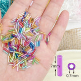 GTAAOY 9600pcs Tube Beads Kit, Glass Bugle Seed Beads for Jewelry Making, Small Craft Beads for DIY Bracelet Necklaces Craft Making with Two Crystal String (7mm/24 Colors) GTAAOY