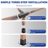 Pergola Kit, 15° 4-Way Slanted Roof Pergola Bracket Set, Powder-Coated Roof Wall Mount Pergola Brackets 4" x 4" (Actual: 3.5x3.5 Inch), Pergola Hardware for Porch Gazebo Backyard (3 pcs) TOCRETOARE