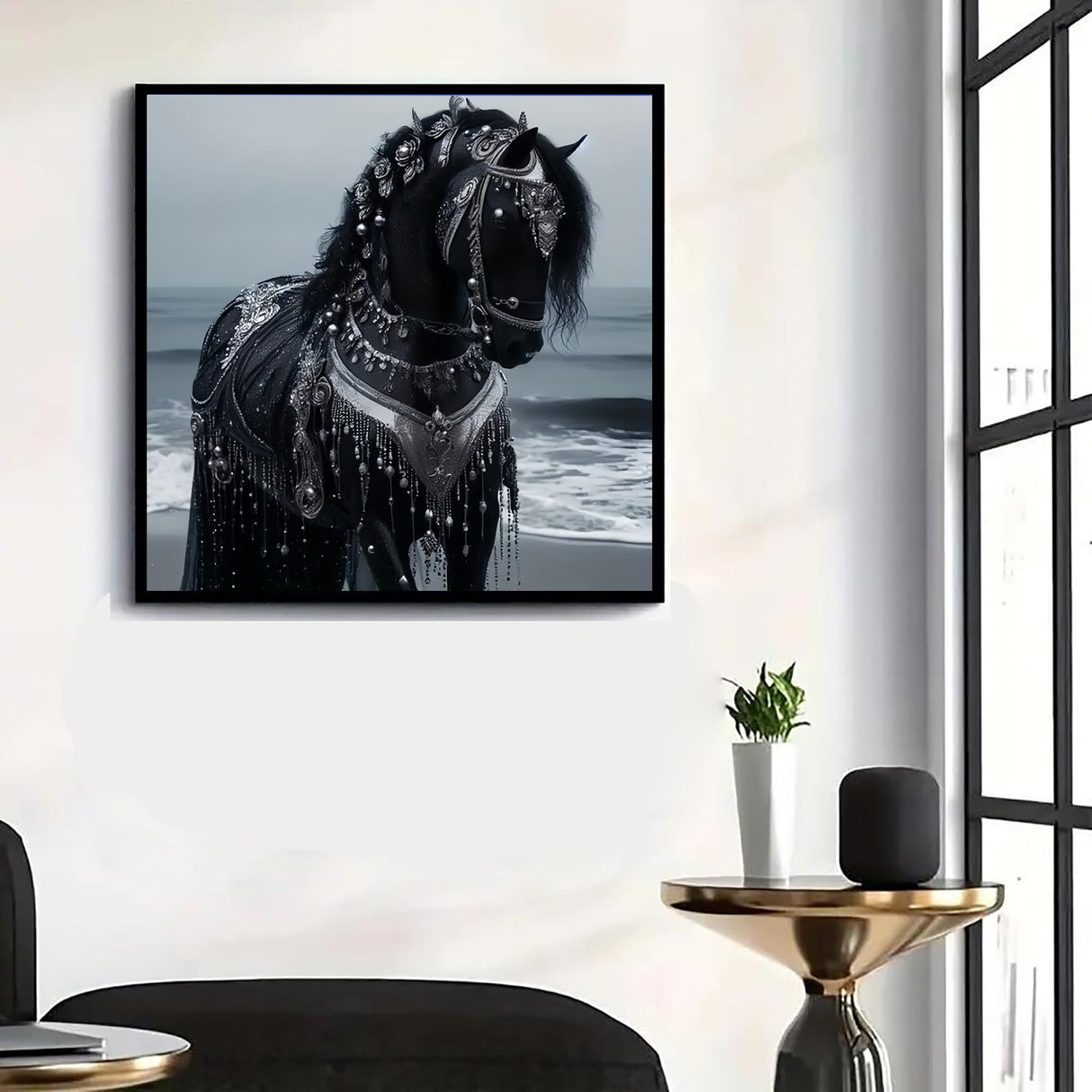 GXGLLPZBY Diamond Art Kits for Beginners,Ocean Battle Horse Diamond Painting Kits for Adult, 5D DIY Full Drill Paint by Diamonds Dot Gem Art Painting Kits,for Home Wall Decor 13.8X13.8inch GXGLLPZBY