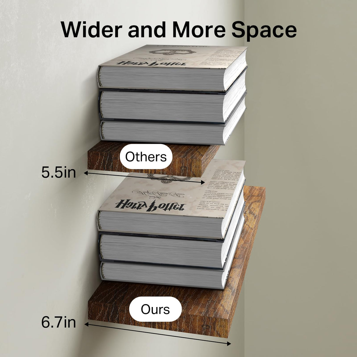 BAYKA Floating Shelves for Wall – Bathroom Shelves Rustic Wood with Metal Brackets for Bathroom, Bedroom, Kitchen, or Living Room Decor – Rustic Brown, Set of 3, Sturdy Storage with 22lb Capacity BAYKA