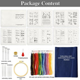 Zhenqing StitchCraft Complete Embroidery Book Kit – 200+ Patterns, 24 Threads, Hoop, Fabric & Tools – Beginner to Advanced DIY Stitching Set with English Guide Zhenqing