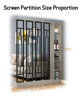 Kavie Wall Room Divider Bookshelf, Modern Wood Bookcase with Translucent Screens Storage Cabinet for Stylish Home Office Decor Display (Khaki+Black,39.5" L x 9.5" W x 79.5" H) Kavie