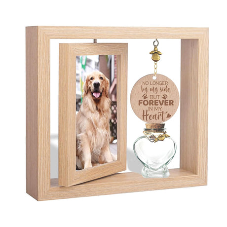 BEEMERIT 360° Rotating Pet Memorial Frame with Keepsake Jar – Double-Sided 4x6 Photo Display for Pet Loss – Perfect Remembrance Gift for Dog and Cat Owners BEEMERIT