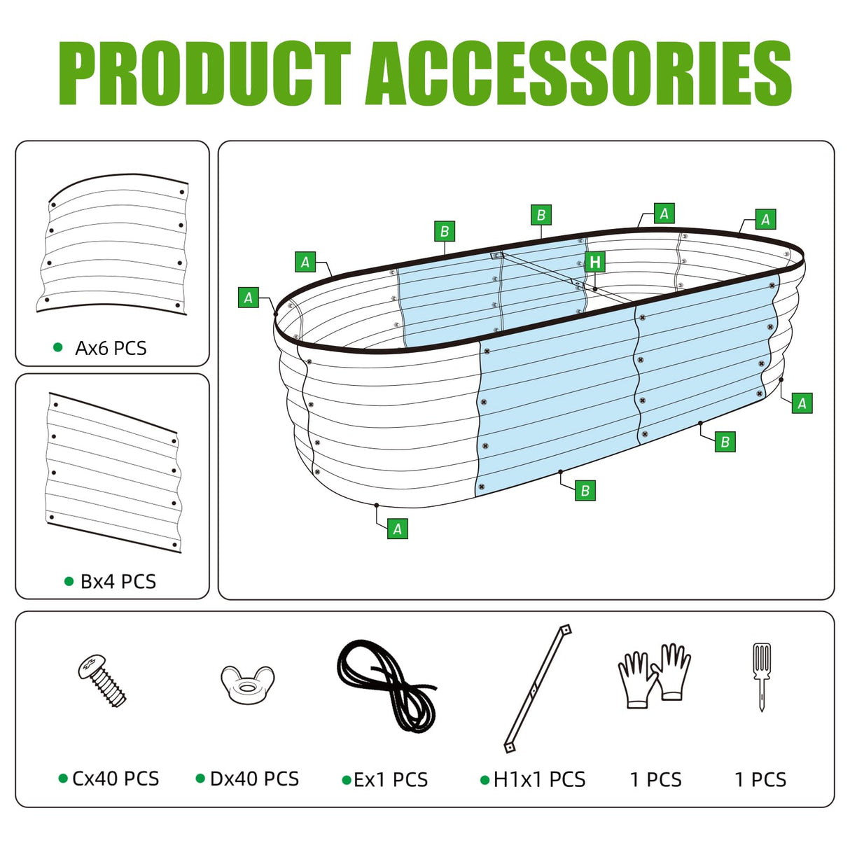 SnugNiture Galvanized Raised Garden Bed Outdoor, 2 Pcs 4x2x1ft Oval Metal Planter Box for Planting Plants Vegetables, White SnugNiture