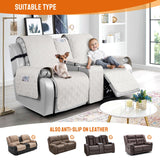 VANSOFY Loveseat Recliner Cover with Console 100% Waterproof Sofa Slipcovers Non-Slip Reclining Couch Cover Split Sofa Covers Furniture Protector for Pets, Dogs(Off White) VANSOFY