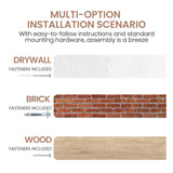 Fun Memories 55 Inch Floating Wood Shelves, 9.3" Deep Solid Elm Fireplace Mantel Shelf, Rustic Wall-Mounted Display Shelves with Invisible Heavy-Duty Metal Bracket, Natural Fun Memories