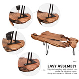 BTEOBFY Live Edge Coffee Table, Natural Living Room Coffee Table with Clear Lacquer Finish and Metal Hairpin Legs,Unique Desktop BTEOBFY