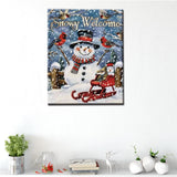 Tucocoo Christmas Snowman Painting Winter Landscape Paint by Number Kits 16 x 20 inch Canvas DIY Red Car Oil Painting for Adults Beginner with Brushes and Acrylic Art Home Decor Birds Gift(Frameless Tucocoo