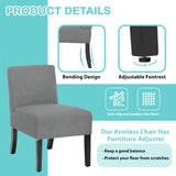 PayLessHere Modern Armless Accent Chairs - Solid Wood Legs, Slipper Chair for Living Room, Grey PayLessHere
