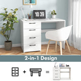 IFANNY White Computer Desk, 43.5’’ Writing Desk with 4 Large Drawers, Modern Executive Desk, Wood Vanity Table with Storage, Student Desk for IFANNY