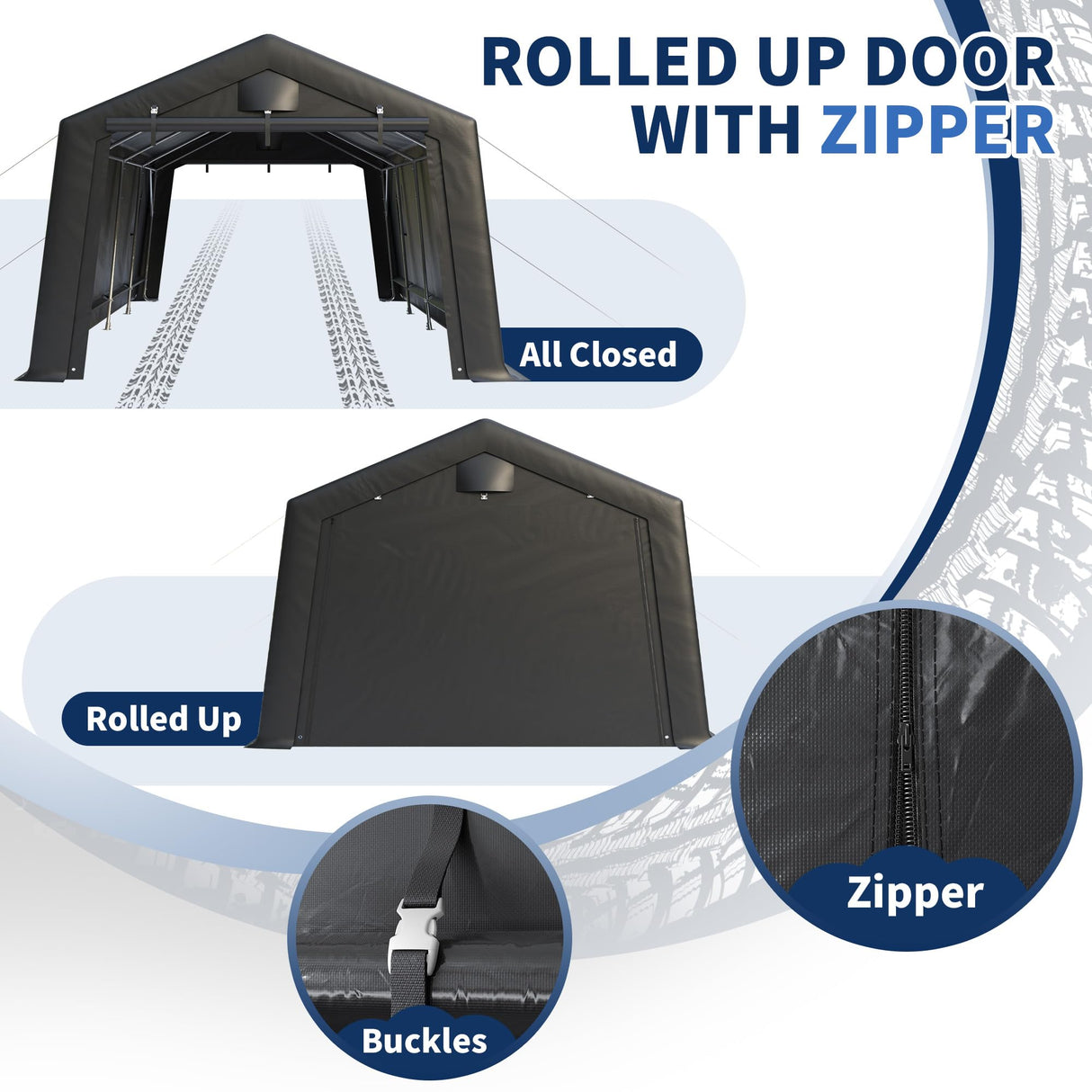 VONZOY 12'×20' Heavy Duty Carport,Car Canopy Portable Garage with Roll-up Zipper Door,Thick Shelter Storage Canopy Tent with All-Steel Metal Frame,Sunshade Waterproof for Motorcycle Car, Truck,SUV VONZOY