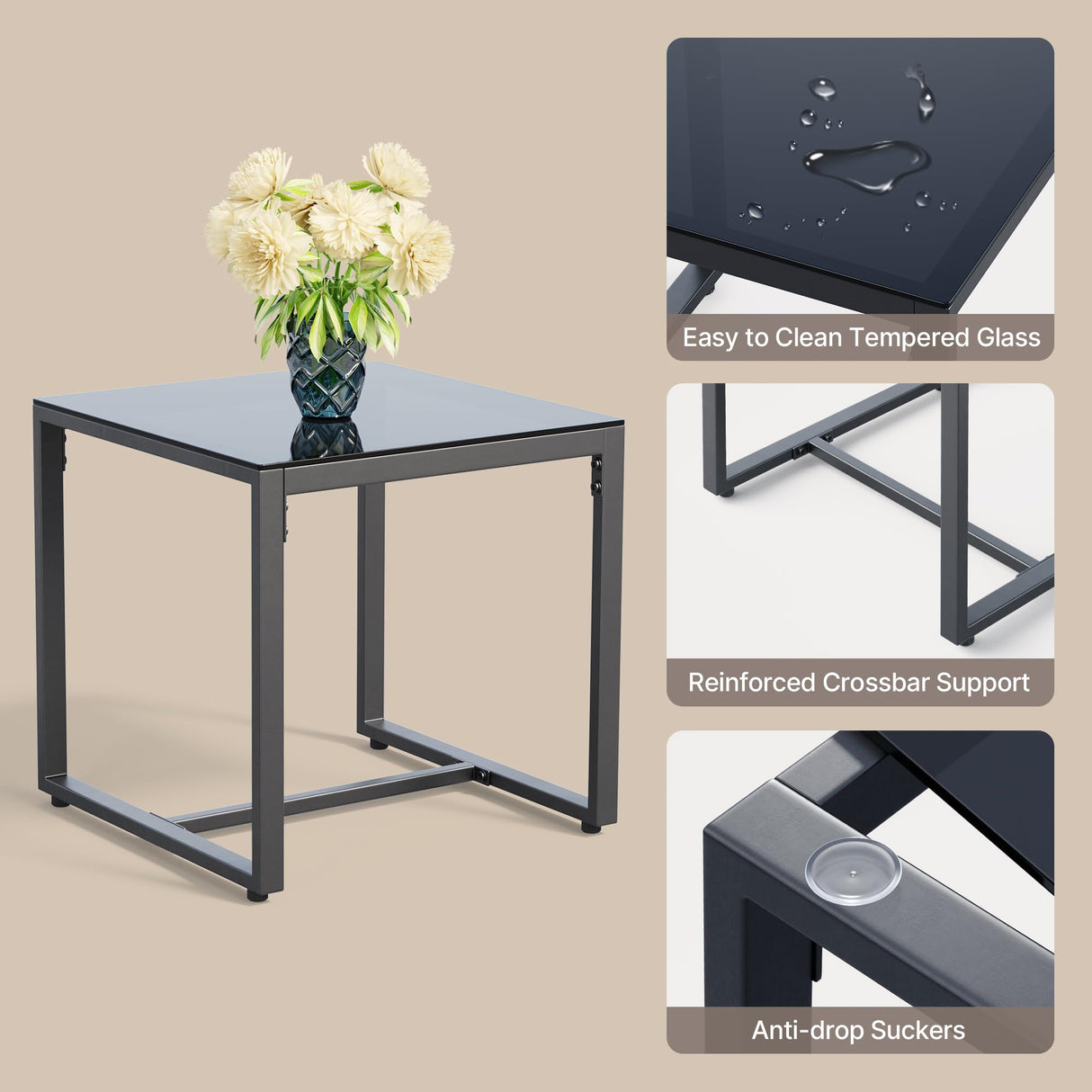 Gizoon 3 Pieces Patio Set Outdoor Wicker Furniture Sets, Modern Rattan Chair Conversation Sets with Coffee Table, for Yard, Bistro, Garden, Balcony, Poolside, Grey Gizoon