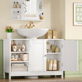 TEENFON 35.4" Pedestal Sink Storage Cabinet with 2 Doors and Adjustable Shelves, Bathroom Sink Cabinet, Under Sink Storage with U-Shape Cut-Out, White TEENFON