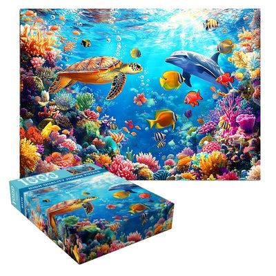 Puzzle for Adults 1000 Pieces - Underwater World Puzzle, Ocean Beach Sea Turtle Coral,1000 Piece Undersea Jigsaw Puzzle (28''x 20'')