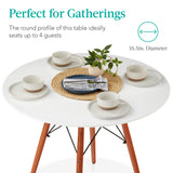 Best Choice Products 35.5in Round Dining Table, Compact Mid-Century Modern Table for 2-4, Home, Kitchen, Apartment w/Beech Wood Legs, Metal Frame - White Best Choice Products