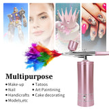 Airbrush-Kit Air Brush Kit With Airbrush Compressor Nail Charms Wireless Air Brush for Barber, Nail Art, Cake Decor, Makeup, Model Painting (Pink) crpen