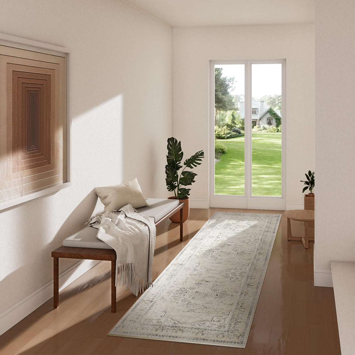 Washable Kitchen Rugs Non Slip: 2'x6' Hallway Runner Rug Stain Resistant Non Slip Boho Floor rug with Rubber Backing Non Shedding Soft Carpet Runners for Indoor Entryway Bedroom Bedside Foyer Entrance palohom