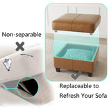 EASE MOOSE Modular Sectional Sofa Sleeper Couch with Storage, 8 Seat Faux Leather Sectional Large Moduar Sleeper Sofa Sectional Sofa Bed Modular Couch for Living Room Brown EASE MOOSE