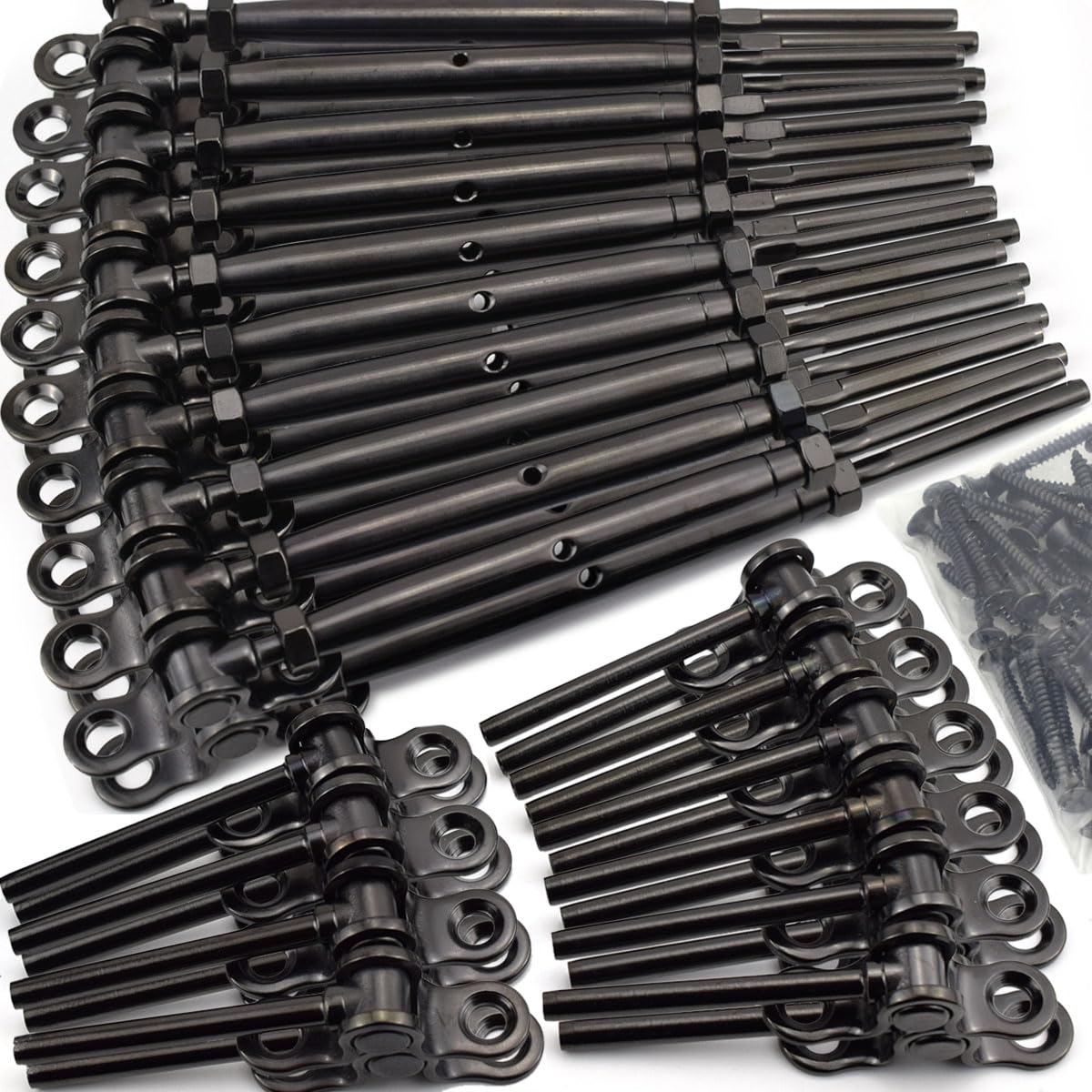Toukioo Black Cable Railing Hardware Kit, for 1/8 Cable Railing System for Wood Posts, Stainless Steel Swage Toggle Turnbuckle 20 Pairs Toukioo