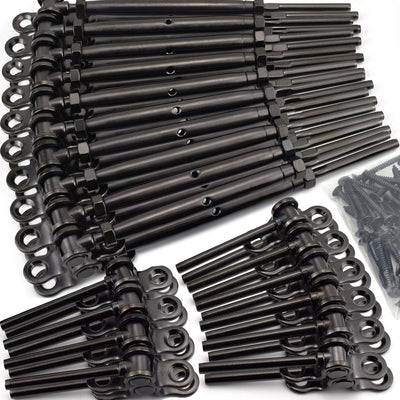 Toukioo Black Cable Railing Hardware Kit, for 1/8 Cable Railing System for Wood Posts, Stainless Steel Swage Toggle Turnbuckle 20 Pairs