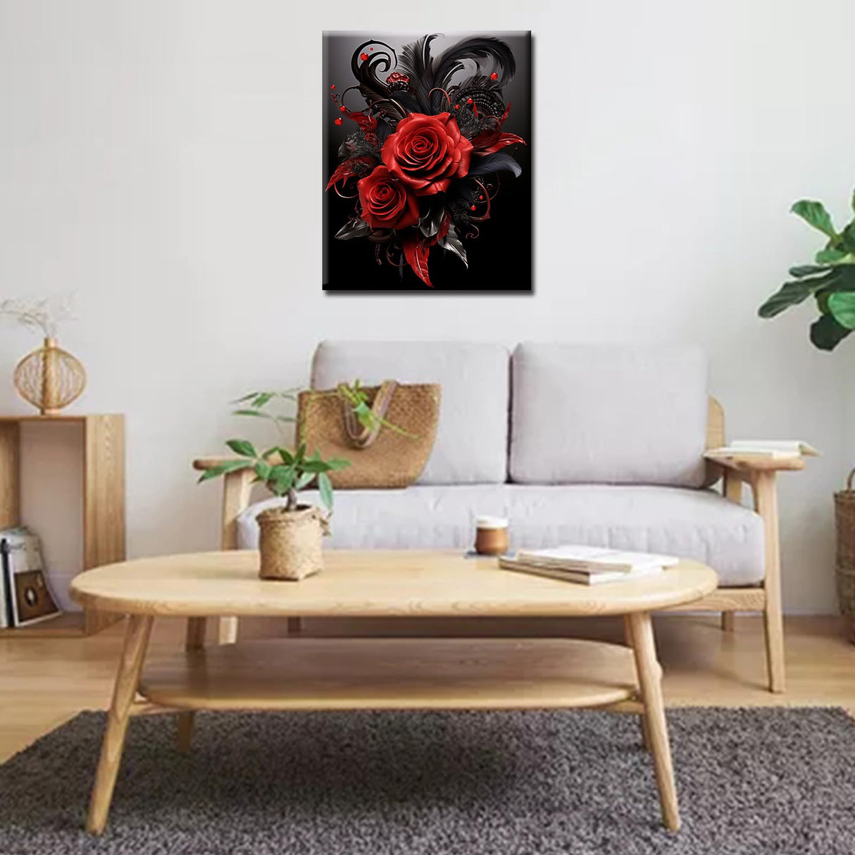 Dark Style Paint by Numbers for Adults and Beginner Beautiful Rose Collar Flower DIY Painting by Number on Canvas with Brushes and Acrylic Pigment for Home Decor Gift Without Frame 16 x 20inch Tucocoo