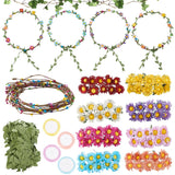 FREEBLOSS 8 Set Flower Crowns DIY Kit Daisy Flower Crown DIY Flower Crowns Headband Making Kit Handmade Floral Hair Accessories for Wedding Birthday Fairy Party Favors DIY Arts and Crafts FREEBLOSS