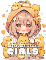 Anime Coloring Book: Super Chibi Kawaii Girls: Manga Art & Anime Enthusiasts Stress Relief Adult Coloring WoodArtSupply