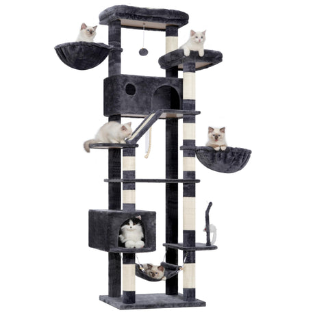 Gitelsnour Cat Tree for Large Cats, 78.7"(200cm) Tall Cat Tower for Indoor Cats Multiple Cats with Large Top Perch, Cat Condo, Cat Hammcok, Cat Scratching Post, Dark Gray GCT031G Gitelsnour