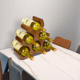 TRUDING Countertop Wine Rack - 6 Bottle Wooden Wine Rack - Freestanding Wine Bottle Holder Stand - Wine Storage Rack for Cabinet Pantry Bar Kitchen (Brown) TRUDING
