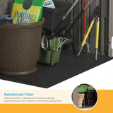 Suncast Modernist 4' x 2.5' Lockable Outdoor Garden Resin Low Profile Horizontal Storage Shed with 3 Doors, 34 Cubic Feet, Gray Suncast