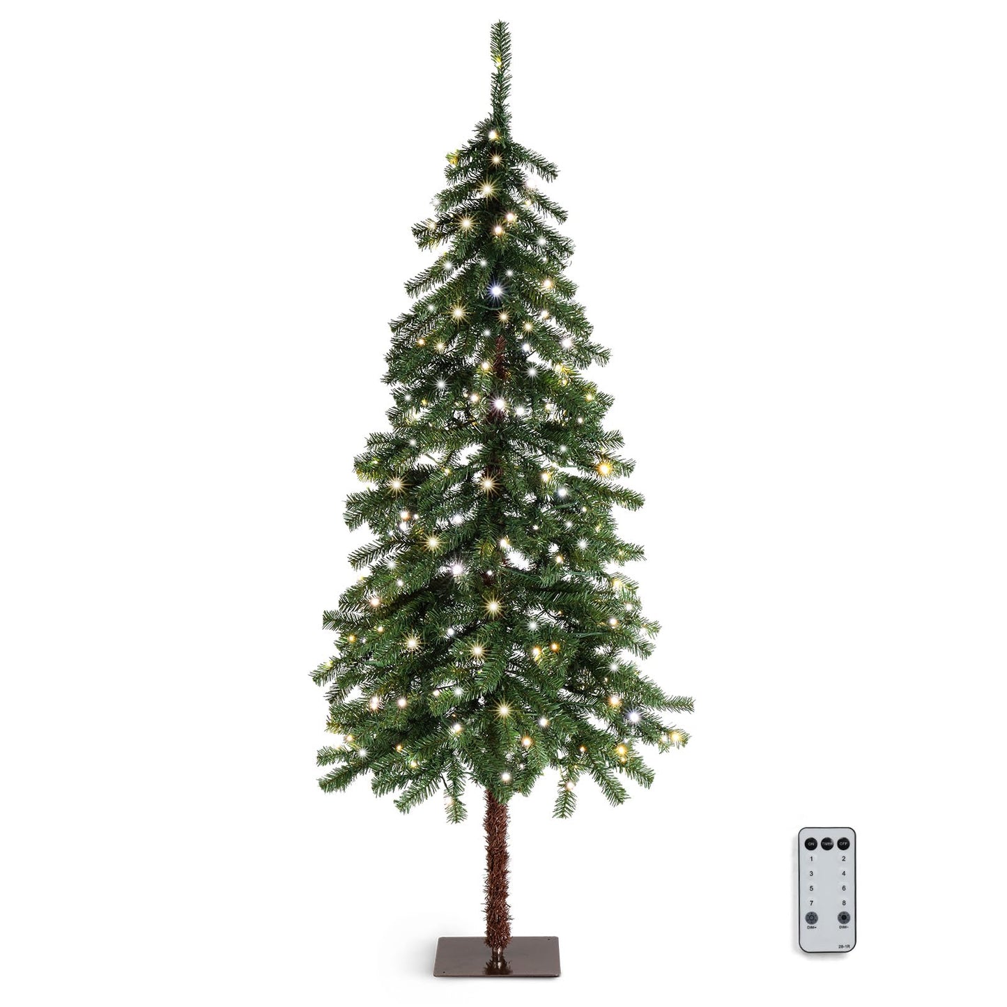 VINGLI 5ft Pre-lit Artificial Christmas Tree with Warm White LED Light, Slim Xmas Tree with 230 Realistic Branch Tips for Home, Office, Party Decoration Indoor Outdoor