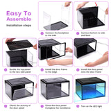 Oltraman Shoe Storage Organizer for Closet, Foldable Shoe Boxes Rack 2 pack, Clear Plastic Stackable Containers Bins Holder, Magnetic Sneaker Shelf for Sneakerheads with LED Lights (Black) Oltraman