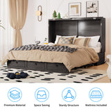 PUREMIND Queen Murphy Bed with 2 Storage Drawers, Hidden Murphy Cabinet Bed with Mattress, Murphy Chest Beds with Built-in USB Charging Station and Headboard for Bedroom, Guest Room PUREMIND