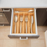 Umilife Bamboo Kitchen Drawer Organizer, 9 Inch Silverware Utensils Tray Holder for Small Drawer, Wood Caddy for Flatware Cutlery Knives Umilife