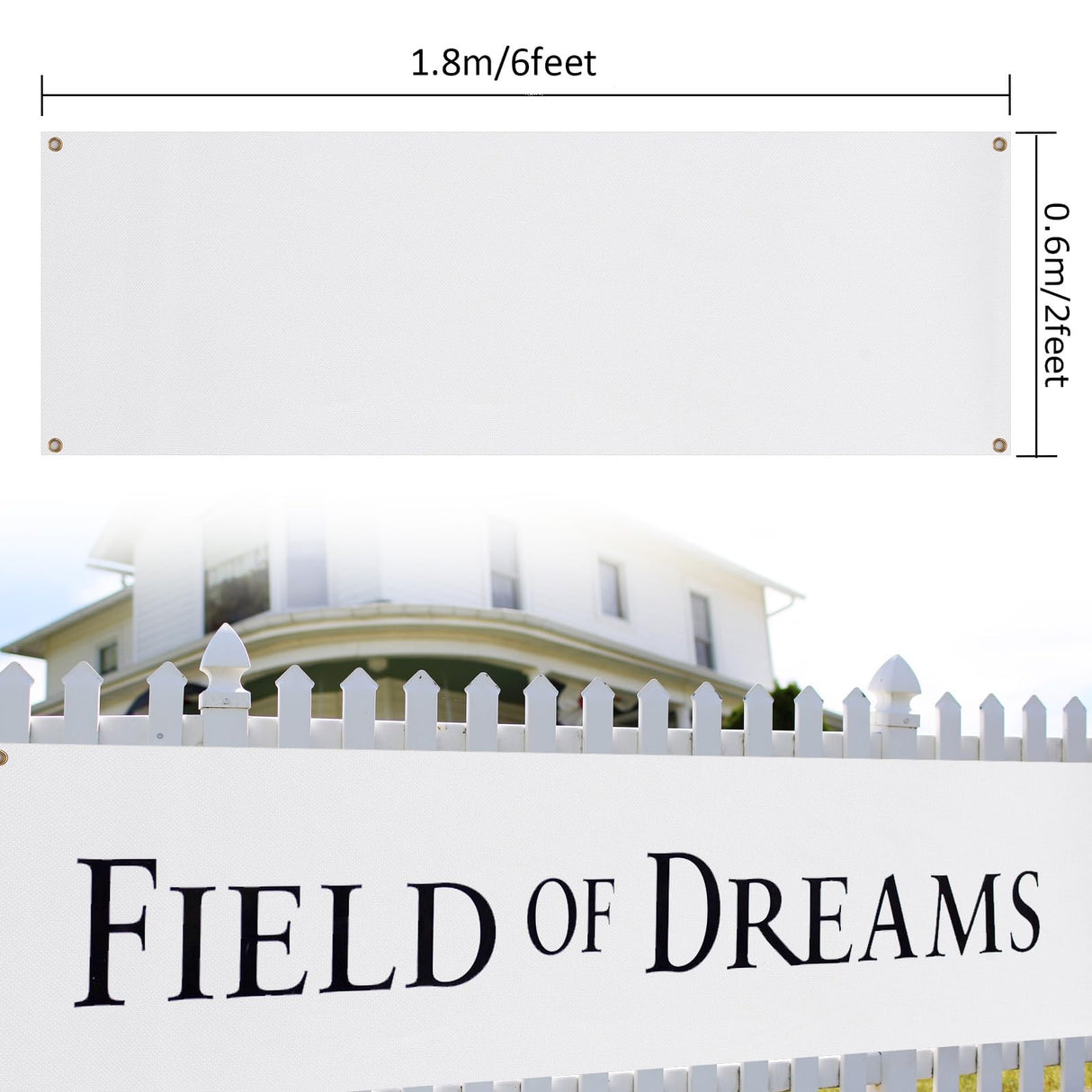 FVIEXE 4PCS 2x6 Ft Polyester Oxford Cloth Sublimation Vinyl Banner Blank DIY Signs Banner with Hanging Rope for Indoor Outdoor Wall Decoration Party Birthday Halloween Thanksgiving FVIEXE