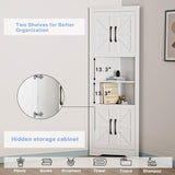 NOVAMAISON 67" Tall Farmhouse Corner Cabinet with Barn Door Design in White - Stylish Storage Solution for Any Room NOVAMAISON