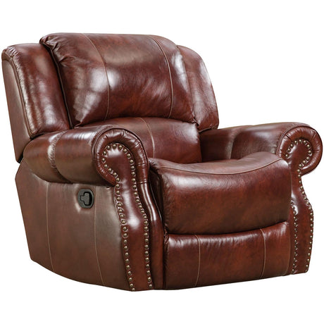 Hanover Aspen Rocker Recliner Chair, 100% Genuine Leather Deep-Seating Rocker for Living Room, Family Room, Den, or Man Cave, Space Saving Cushioned Rustic Armchair, Oxblood Hanover