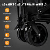 welsteepse Collapsible Foldable Wagon, Heavy Duty Folding Utility Garden Cart Wagon for Sports, Camping, Garden, and Shopping, Black welsteepse