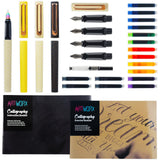 Artworx Calligraphy Pens Set - Introductory Caligraphy Writing & Hand Lettering Kit - Includes Instructions, Guide Book and Practice Book - Calligraphy Set For Beginners Artworx