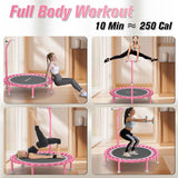 ZCMHAXJ Foldable Mini Trampoline, 40" Rebounder Trampoline for Adults & Kids, 450lbs Capacity with T-Shaped Adjustable Bar, Indoor Fitness Workout Exercise Equipment ZCMHAXJ