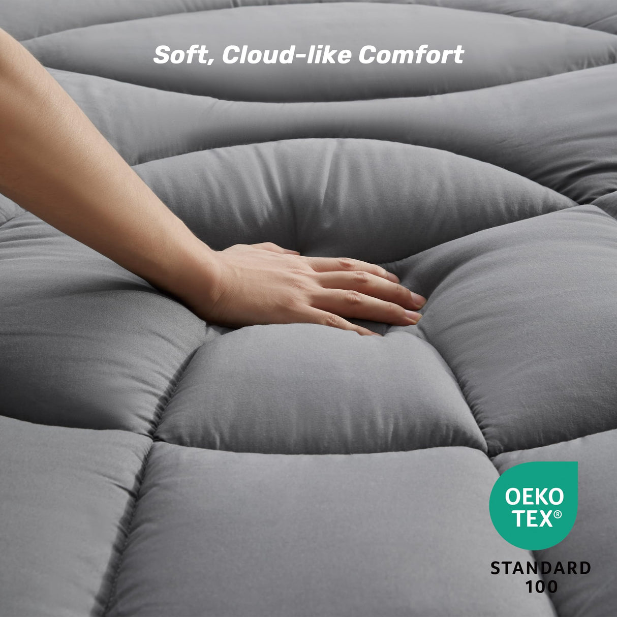 Twin Mattress Pad Waterproof - Ergonomic Quilted Fitted Twin Mattress Topper, 5-Layers Noiseless Washable Mattress Protector Cover with 8"-21" Deep Pocket (Grey, 39x75) UNIKOME