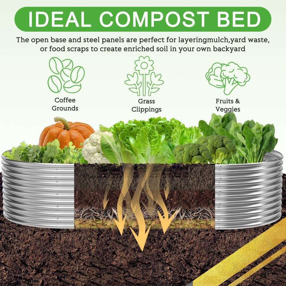 FRIZIONE 2pcs Tall 6x3ft Galvanized Raised Garden Bed Outdoor,Steel Garden Bed for Vegetables,Above Ground Garden Box for Flower,Metal Raised Beds for Gardening FRIZIONE