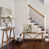 Wnutrees 43" Farmhouse Wood Bench, Narrow Bench, Long Bench Seat for Entryway, Living Room, Dining Room, Solid Wood, Natural Wnutrees