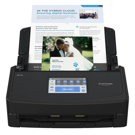 ScanSnap iX1600 Wireless or USB High-Speed Cloud Enabled Document, Photo & Receipt Scanner with Large Touchscreen and Auto Document Feeder for Mac or PC, 17 watts, Black ScanSnap